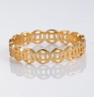 Coin Link gold-plated brass ring