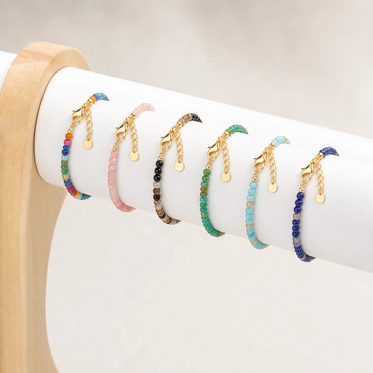 Petite Color-Block Natural Stone Bracelet – Gold-Tone Stainless Steel