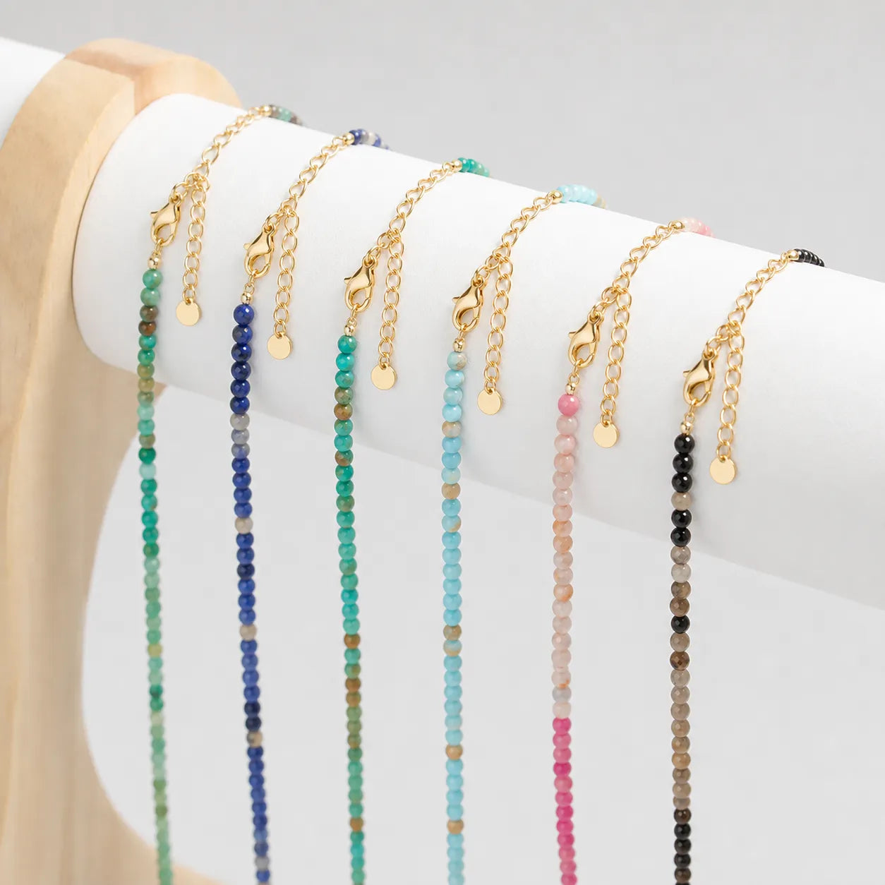 Petite Color-Block Natural Stone Necklace – Gold-Tone Stainless Steel