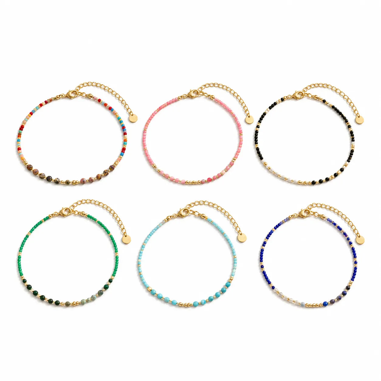 Petite Color-Block Natural Stone Bracelet – Gold-Tone Stainless Steel