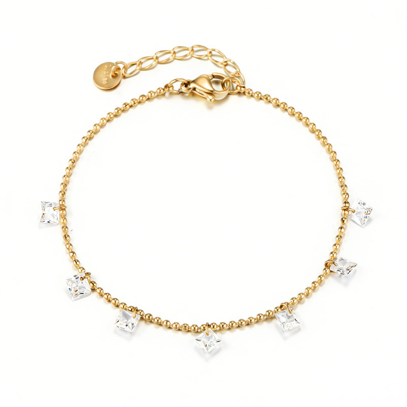 Gold-Plated Stainless Steel Dangle Charm Bracelets
