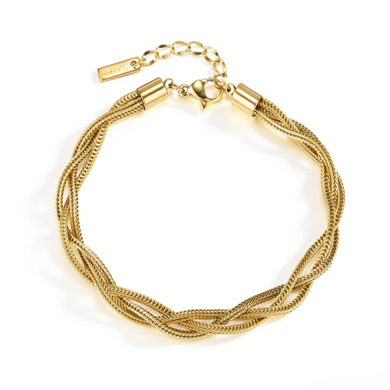 Gold-Plated Stainless Steel Twisted Multi-Strand Bracelet